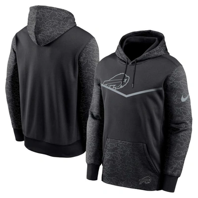 Nike Men's  Black Buffalo Bills Rflctv Chevron Pullover Hoodie