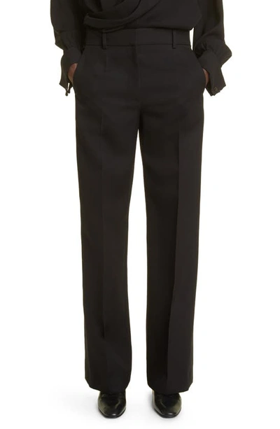 The Row Bany Straight-leg Wool Pants In Black