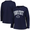 Profile Navy Penn State Nittany Lions Plus Size Arch Over Logo Scoop Neck Long Sleeve T-shirt In Navy