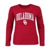 PROFILE PROFILE CRIMSON OKLAHOMA SOONERS PLUS SIZE ARCH OVER LOGO SCOOP NECK LONG SLEEVE T-SHIRT