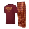 Concepts Sport Men's Burgundy/gold Washington Commanders Vector T-shirt Flannel Pants Sleep Set In Burgundy