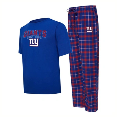 Concepts Sport Men's  Royal, Red New York Giants Arctic T-shirt And Pyjama Trousers Sleep Set In Royal,red