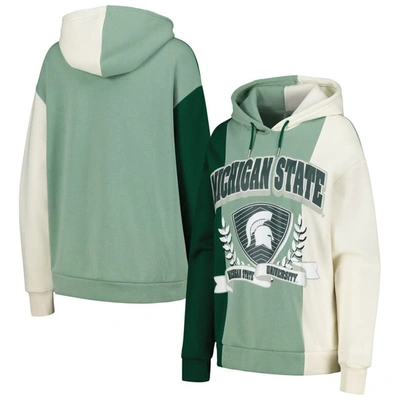 GAMEDAY COUTURE GAMEDAY COUTURE GREEN MICHIGAN STATE SPARTANS HALL OF FAME COLORBLOCK PULLOVER HOODIE