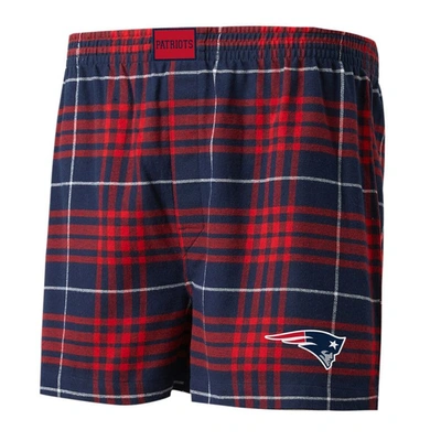 Concepts Sport Men's  Navy And Red New England Patriots Ledger Flannel Boxers In Navy,red