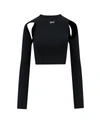 Off-white Fitted Crop Top With Unique Cut-out Details In Black