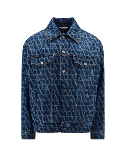 Valentino Vlogo Denim Jacket In Blue