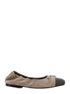 Brunello Cucinelli Suede Ballerinas With Iconic Jewel Application In Beige