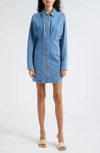 Gestuz Zoygz Long Sleeve Denim Minidress In Mid Blue Washed