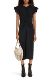 ISABEL MARANT TERENA RUCHED CAP SLEEVE HIGH-LOW DRESS