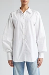 BITE STUDIOS CRINKLED SLEEVE ORGANIC COTTON POPLIN BUTTON-UP SHIRT