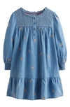 Mini Boden Embroidered Shirred Dress Scattered Rainbow Embroidery Girls Boden