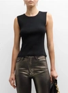 DEREK LAM 10 CROSBY ARIANA RIBBED MUSCLE TEE IN BLACK