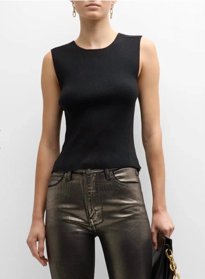 Derek Lam 10 Crosby Ariana Ribbed Muscle Sweater Tank In Black