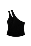 JONATHAN SIMKHAI JENNI RIBBED ONE SHOULDER TOP IN BLACK