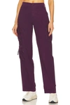 Pistola Bobbie Mid Rise Loose Straight Leg Cargo Pant In Washed Aubergine In Multi