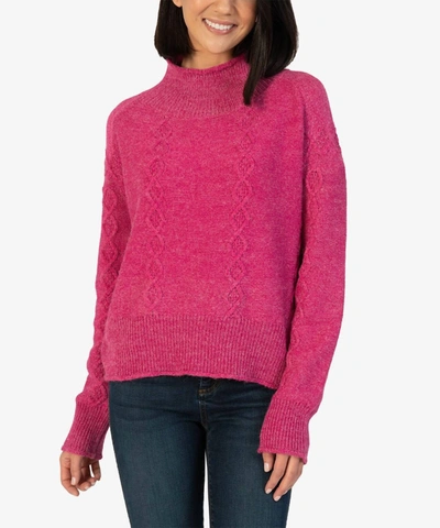 Kut From The Kloth Leona Turtleneck Sweater In Deep Pink In Multi