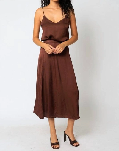 Olivaceous Alexia Satin Maxi Skirt In Cocoa In Brown