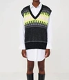 BRODIE CASHMERE FAIRISLE VEST IN ELECTRIC FAIRISLE