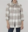 DOLCE CABO PLAID SHACKET IN TAUPE