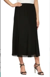 ALEX EVENINGS CHIFFON TEA-LENGTH SKIRT IN BLACK