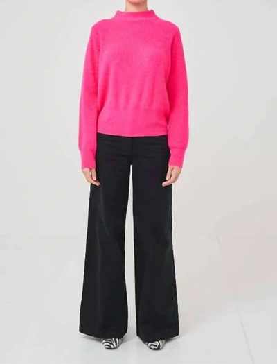 Brodie Cashmere Sophia Fringe Sweater In Neon Pink