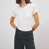 NILI LOTAN LANA CREW NECK TEE IN WHITE