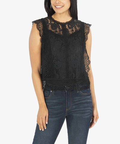 Kut From The Kloth Stella Lace Top In Black