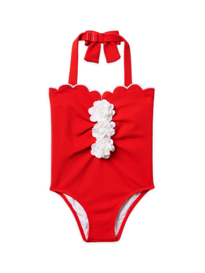 Janie And Jack Baby Girl's, Little Girl's & Girl's Rosette Halter One-piece Swimsuit In Red