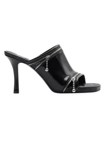 Burberry Peep 85mm Leather Mules In Black