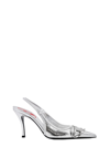 Diesel D-venus 80mm Leather Slingback Pumps In Silver