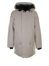 CANADA GOOSE LONG PARKA WITH LOGO AND HOOD