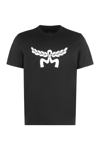 Mcm Laurel Logo Print T-shirt In Organic Cotton In Black