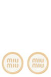 Miu Miu Logo-embossed Stud Earrings In White
