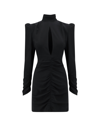Alessandra Rich Black Draped Silk Minidress In Black