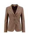 Gucci Madras Wool Blazar With Horsebit In Beige