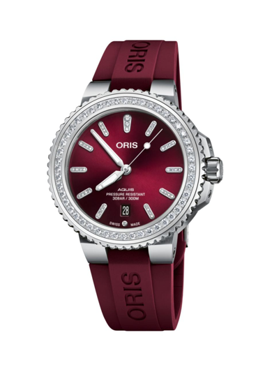 Oris Men's Aquis Date Stainless Steel, 1.2 Tcw Lab-grown Diamond & Rubber Diver's Watch/41.5mm