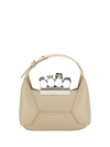 Alexander Mcqueen Sand Leather Mini Jewelled Hobo Handbag In Camel