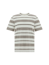 Brunello Cucinelli Man T-shirt Man White T-shirts In Off White/sigaro/grigio