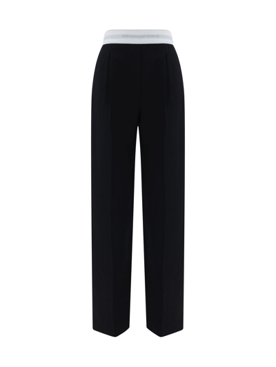 Alexander Wang Wide Leg Sweatpants With Elastic Exposed Brief In Black