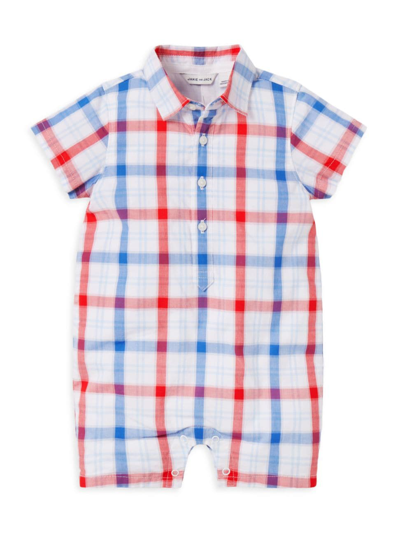 Janie And Jack Baby Boy's The Plaid Romper In Neutral