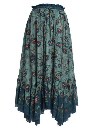 Ulla Johnson Alice Asymmetric Cotton-blend Midi Skirt In Cornflower