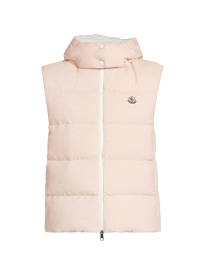 Moncler Women's Agelao Corduroy Puffer Vest In Pink