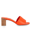 Christian Louboutin Leather Logo Block-heel Mules In Orange