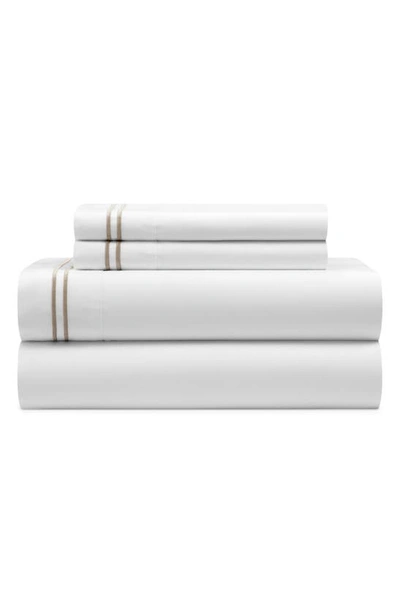 Chic Chantria Chandreah Sheet Set In White/ Taupe