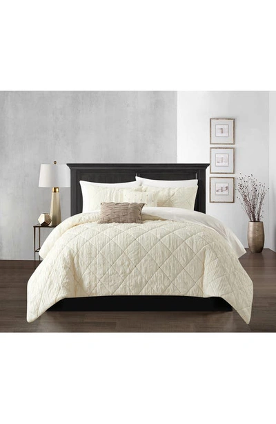 Chic Aria Crinkled Comforter 9-piece Bed In Beige