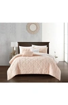 Chic Aria Crinkled Comforter 9-piece Bed In Blush