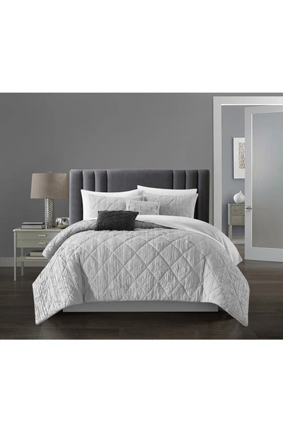 Chic Aria Crinkled Comforter 9-piece Bed In Grey