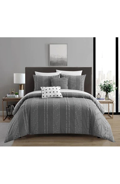 Chic Djimon 5-piece Down Alternative Comforter Set In Grey