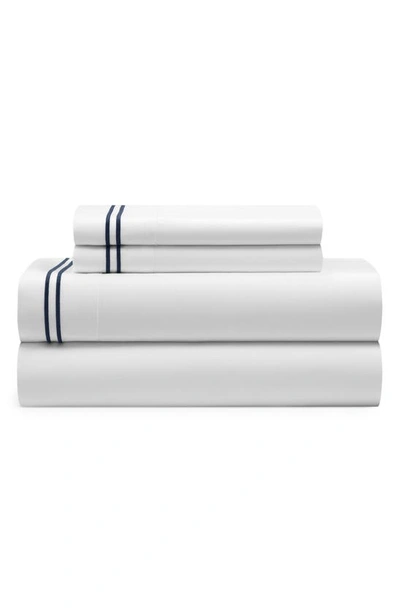 Chic Chandreah 4-piece Sheet Set In White/navy