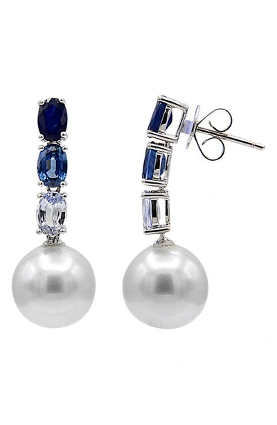 House Of Frosted Aspyn Kyanite Pearl & Diamond Drop Earrings In Silver